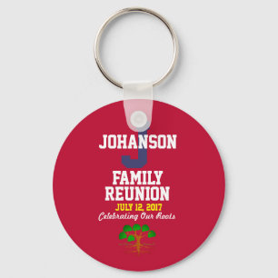 Any Name and Date Family Reunion Red Souvenir Keychain