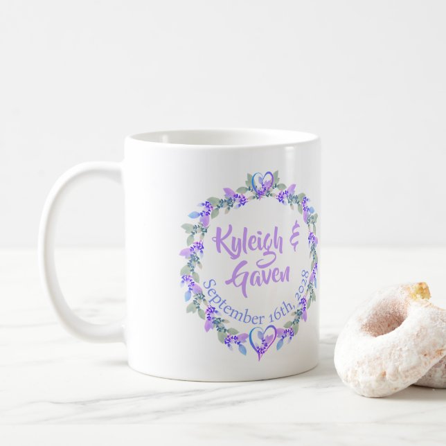 Any Name Anniversary Floral Gift Mug (With Donut)