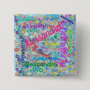 Any Name Collage with Flowers Personalized Button