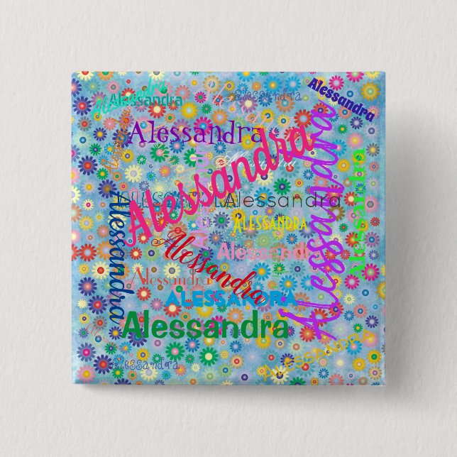 Any Name Collage with Flowers Personalized Button (Front)