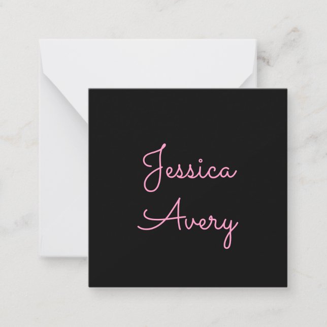 Any Name | Cool Editable Pink Script on Black Card (Front)