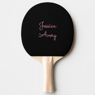 Any Name   Cool Editable Pink Script on Black Ping Pong Paddle