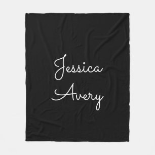 Any Name Cool Editable White Script on Black Fleece Blanket