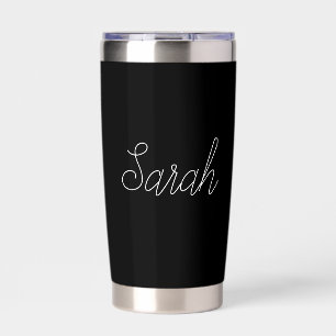 Any Name   Cool Editable White Script on Black Insulated Tumbler