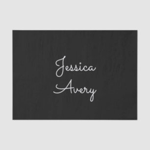 Any Name   Cool Editable White Script on Black Tissue Paper