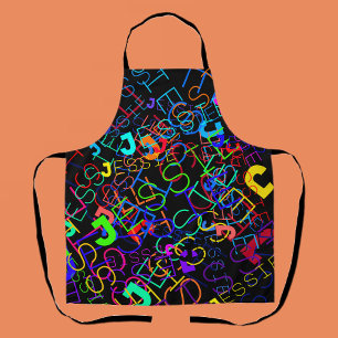 Any Name Customizable Bright Colours & Black Apron