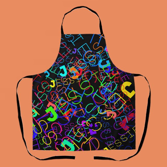 Any Name Customizable Bright Colours & Black Apron (Creator Uploaded)