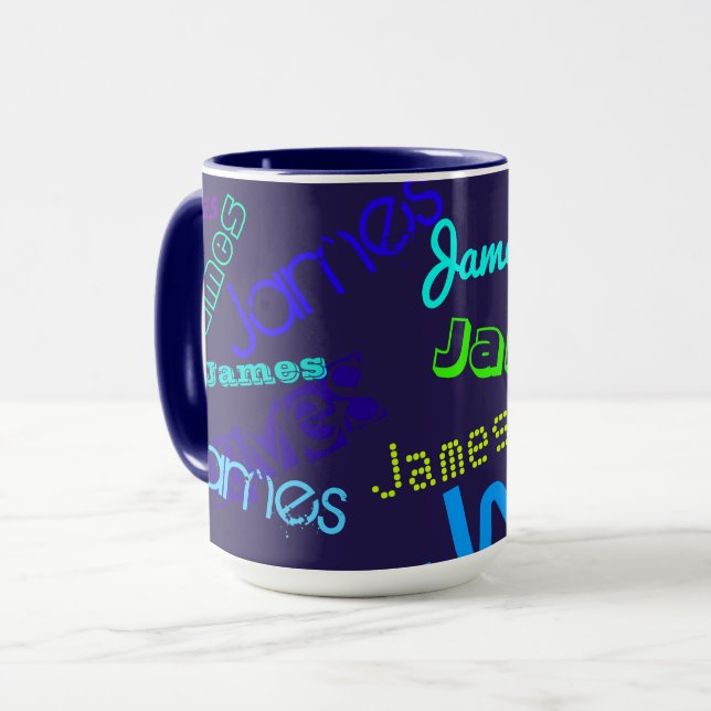 Any Name Customizable Colourful Name Pattern Mug (Front Left)