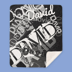 Any Name Customizable Creative Black & White Sherpa Blanket