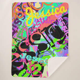 Any Name Customizable Creative Bold Super Colourfu Sherpa Blanket