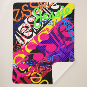 Any Name Customizable Creative Super Colourful Sherpa Blanket