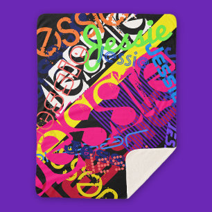 Any Name Customizable Creative Super Colourful Sherpa Blanket