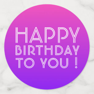 Any Name Editable Happy Birthday Pink Purple Ombre Confetti