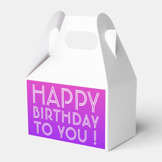 Any Name Editable Happy Birthday Pink Purple Ombre Favor Box (Front Side)