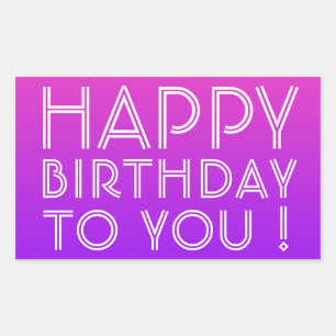 Any Name Editable Happy Birthday Pink Purple Ombre Sticker