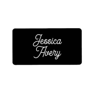 Any Name Editable Vintage Styled Script on Black Label