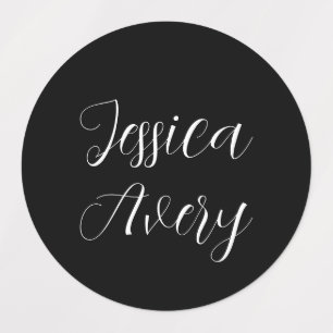 Any Name Elegant Editable White Script on Black