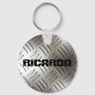 Any Name On Metal Diamond Plate Keychain