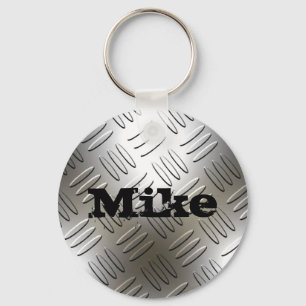 Any Name On Metal Diamond Plate Keychain