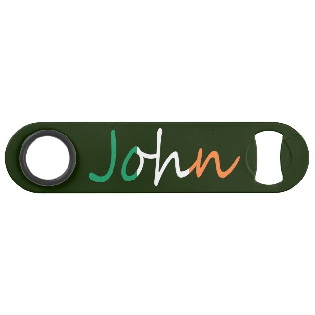 Any Name overlaid on Irish Flag bocnt Bar Key (Front (Horizontal))