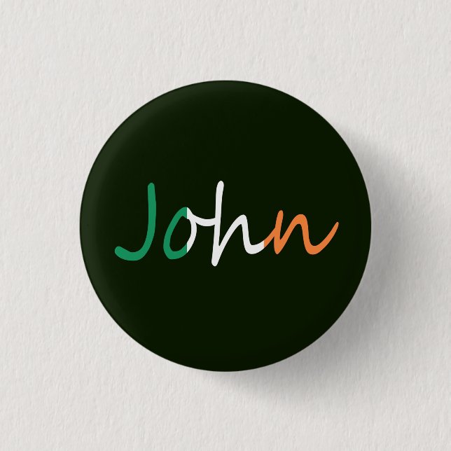 Any Name overlaid on Irish Flag pbcnt 1 Inch Round Button (Front)