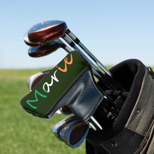 Any Name Overlaid on Irish Flag pccnt Golf Head Cover (In Situ)