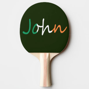 Any Name overlaid on Irish Flag ppcnt Ping Pong Paddle