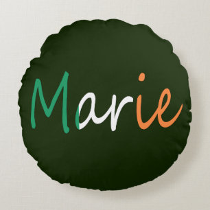 Any name overlaid on Irish Flag tpcn Round Pillow