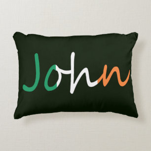 Any name overlaid on Irish flag tpcnt Accent Pillow