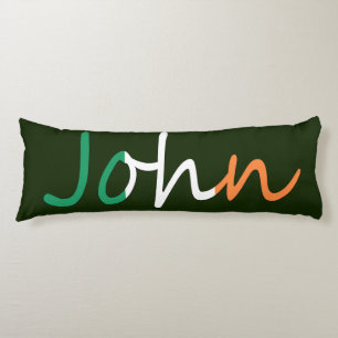 Any name overlaid on Irish Flag tpt Body Pillow