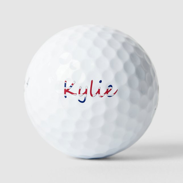 Any Name overlaid on Union Jack Flag be6 gbcnt Golf Balls (Front)