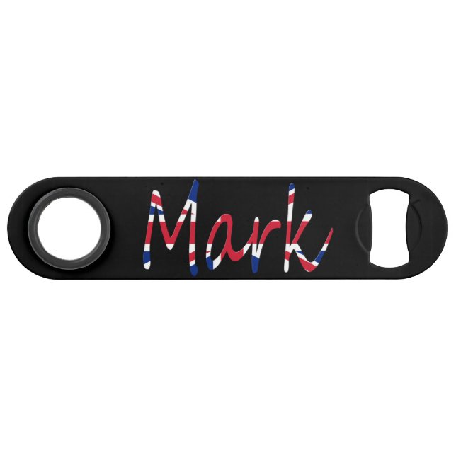 Any Name Overlaid On Union Jack Flag bocnt Bar Key (Front (Horizontal))