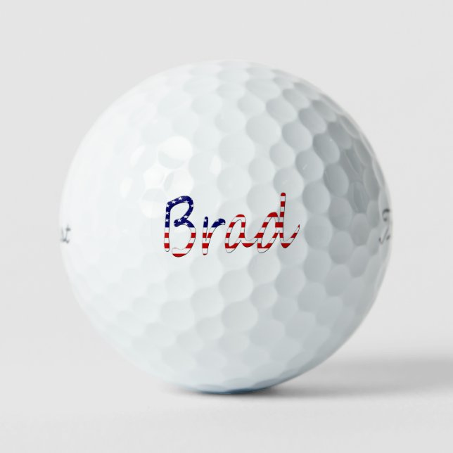 Any Name overlaid on US Flag tpv1 gbcnt Golf Balls (Front)