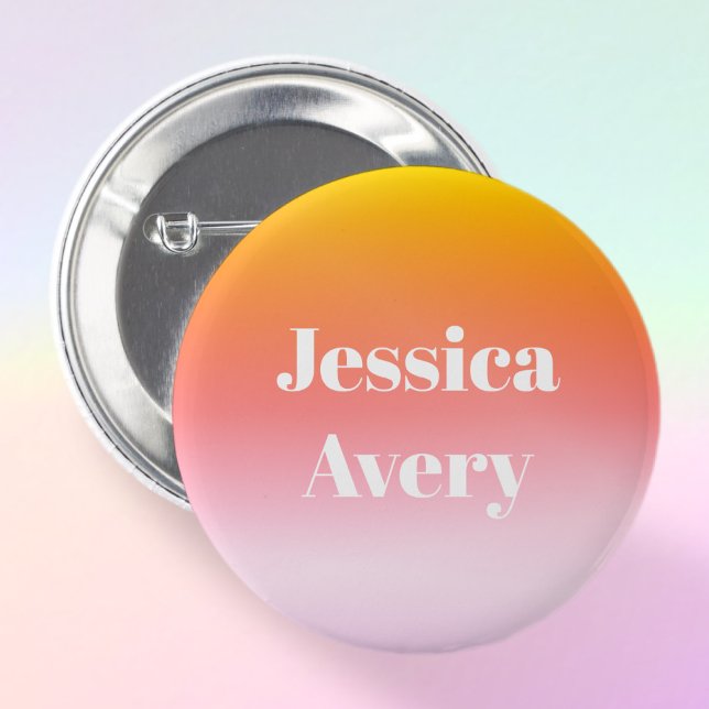 Any Name | Retro-Modern Styled Text Colourful Ombr 2 Inch Round Button (Creator Uploaded)