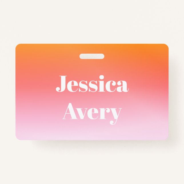 Any Name | Retro-Modern Styled Text Colourful Ombr Badge (Front)