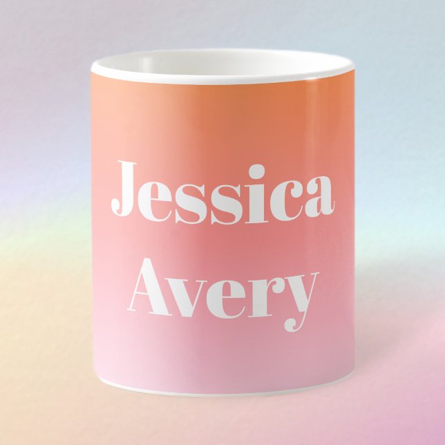 Any Name | Retro-Modern Styled Text Colourful Ombr Coffee Mug (Creator Uploaded)