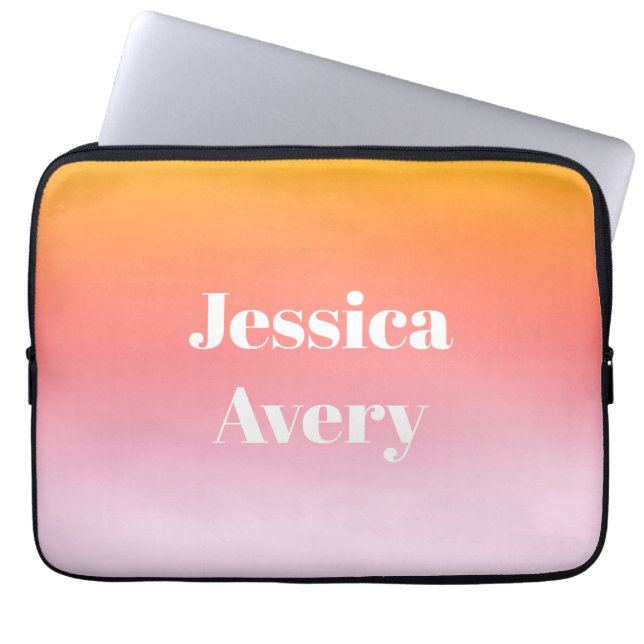 Any Name | Retro-Modern Styled Text Colourful Ombr Laptop Sleeve (Front)