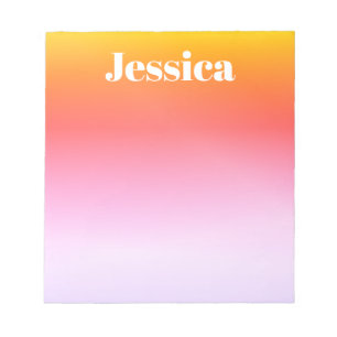 Any Name   Retro-Modern Styled Text Colourful Ombr Notepad