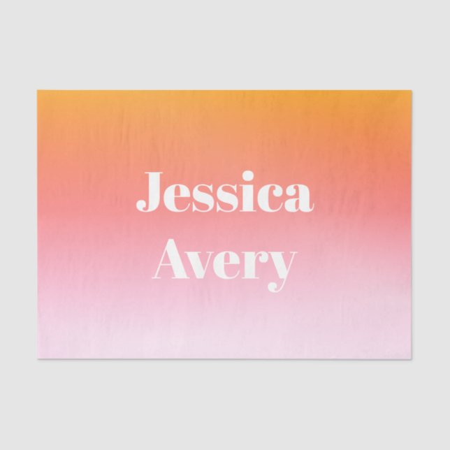 Any Name | Retro-Modern Styled Text Colourful Ombr Tissue Paper (Front)
