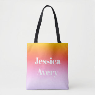 Any Name   Retro-Modern Styled Text Colourful Ombr Tote Bag