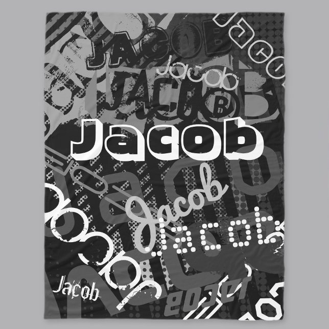 Any Name Street Art Look Black & White Fleece Blanket (Creator Uploaded)
