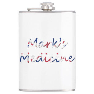 Any Name's Medicine overlaid on Union Jack flacn Hip Flask
