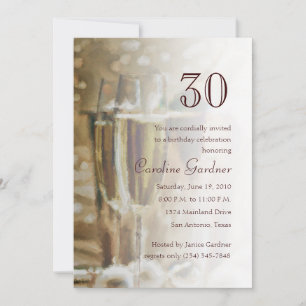 Any Number Birthday Invitation Champagne Glasses