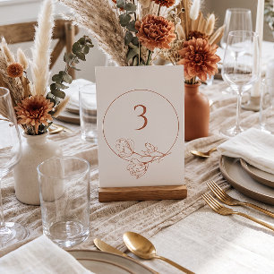 ANY NUMBER Floral Terracotta Wedding Table Number
