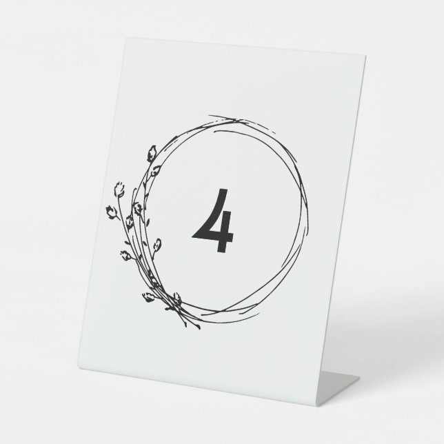 ANY NUMBER Rustic Floral Wedding Table Number Pedestal Sign (Front)