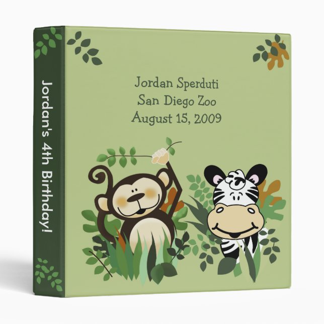 ANY OCCASION Monkey, Zebra, Lion Jungle Safari Binder (Front/Spine)