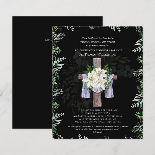 ANY Ordination Anniversary Invitation Lilys (Front/Back)
