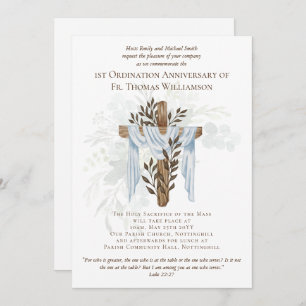 ANY Ordination Anniversary Invitation Rustic Wood
