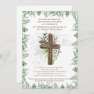 ANY Ordination Anniversary Invitation Rustic Wood
