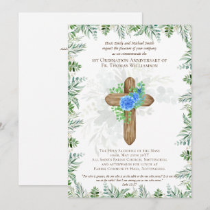ANY Ordination Anniversary Invitation Rustic Wood